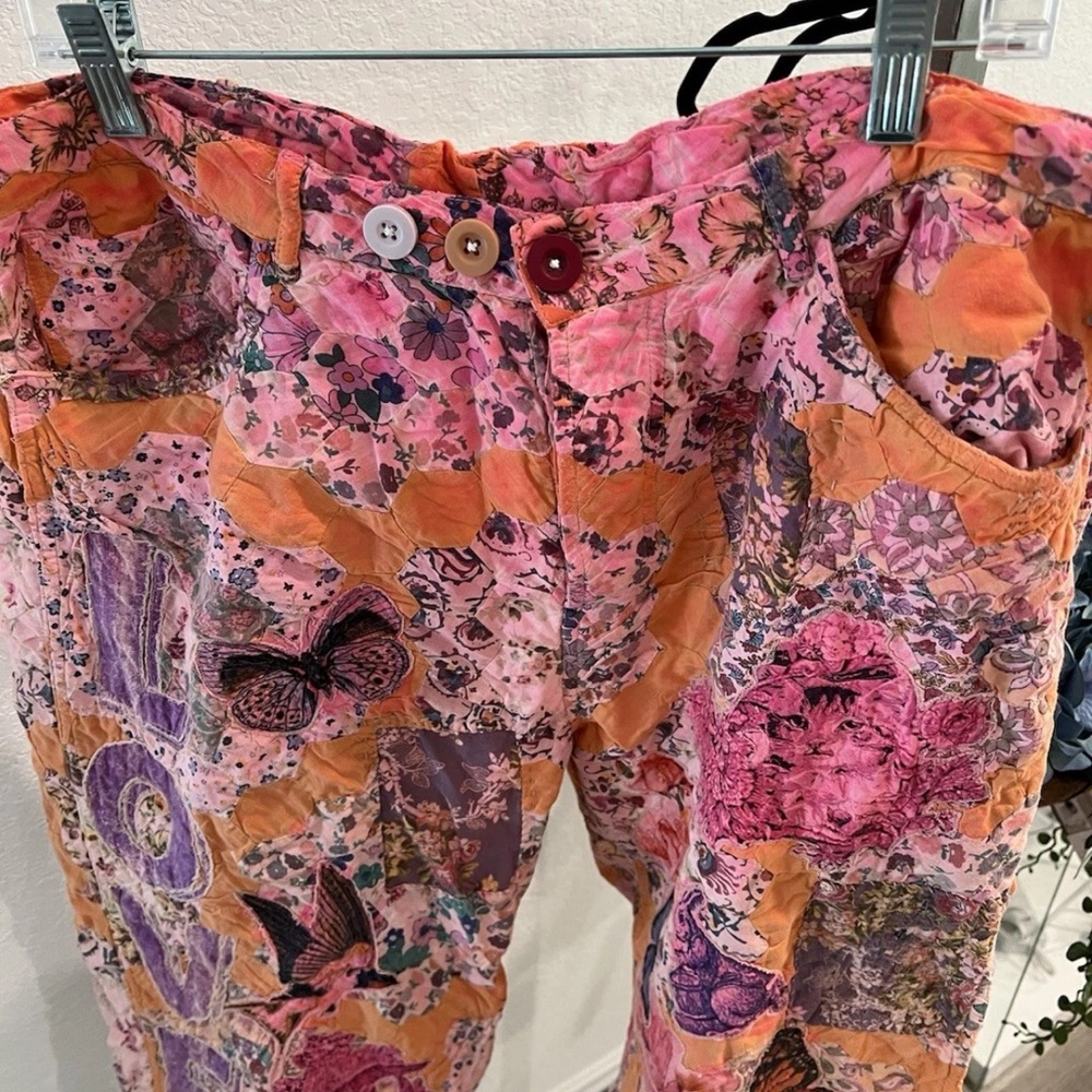 Magnolia Pearl Multicolor Patchwork Pants Butterf… - image 2